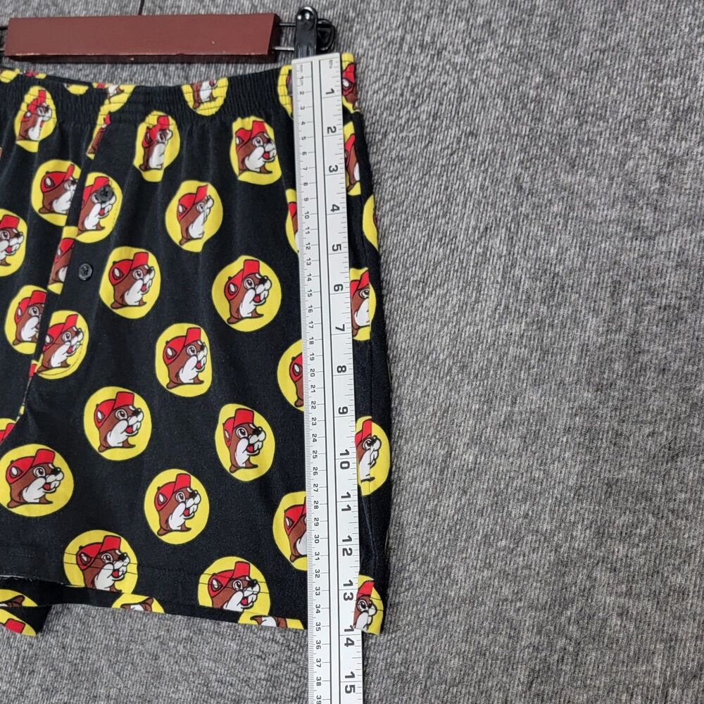 Buc-ees Lounge Sleep Wear Shorts Mens M Black Beaver All Over Print Boxer Style - Picture 5 of 8